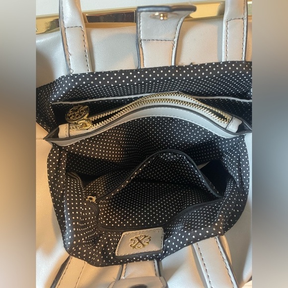 Christian LaCroix, women’s handbag with shoulder strap, gray and white stripe - Picture 3 of 9